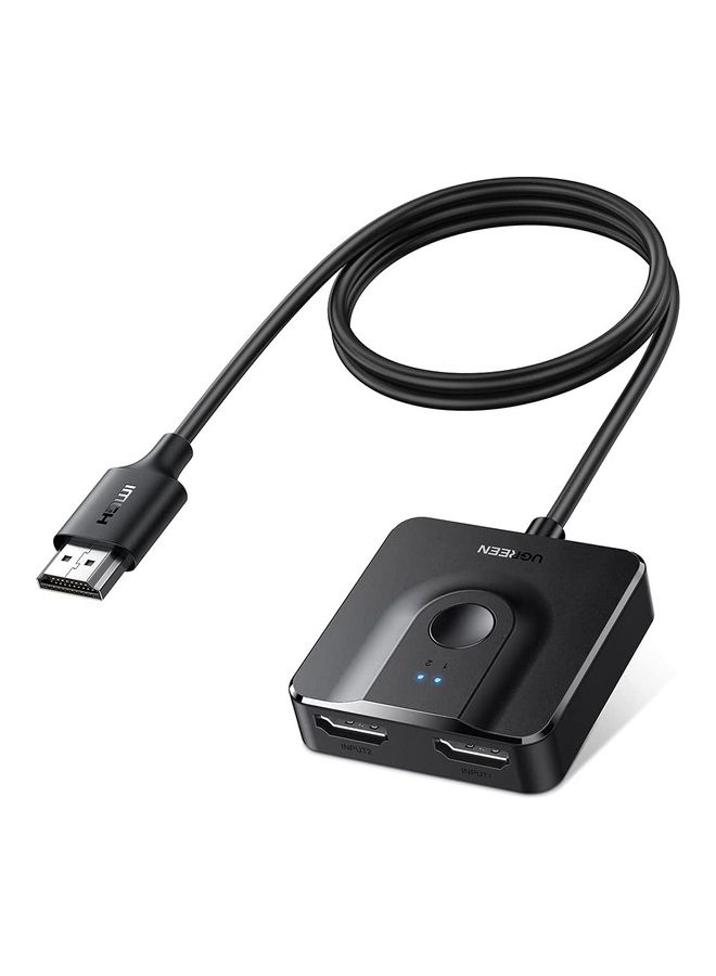 يو جرين محول ومقسم ‎ثلاثي الأبعاد بمدخلي HDMI ومخرج HDMI  بكابل يدعم جودة 4K عند تردد 60 هرتز ودقة 1080p لأجهزة الكمبيوتر واللابتوب والسويتش ومشغل بلو-راي وأجهزة روكو وتي في ستيك وإكس بوكس وبلايستيشن 5 وبلايستيشن 4 وشاشات التلفزيون بدقة عالية الوضوح أسود - Image 1